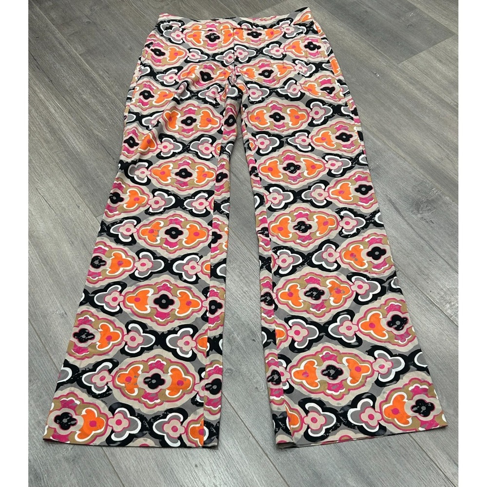 Vintage Iceberg Silk Wide Leg Pants Women 38/S Multicolor Retro 80's Statement